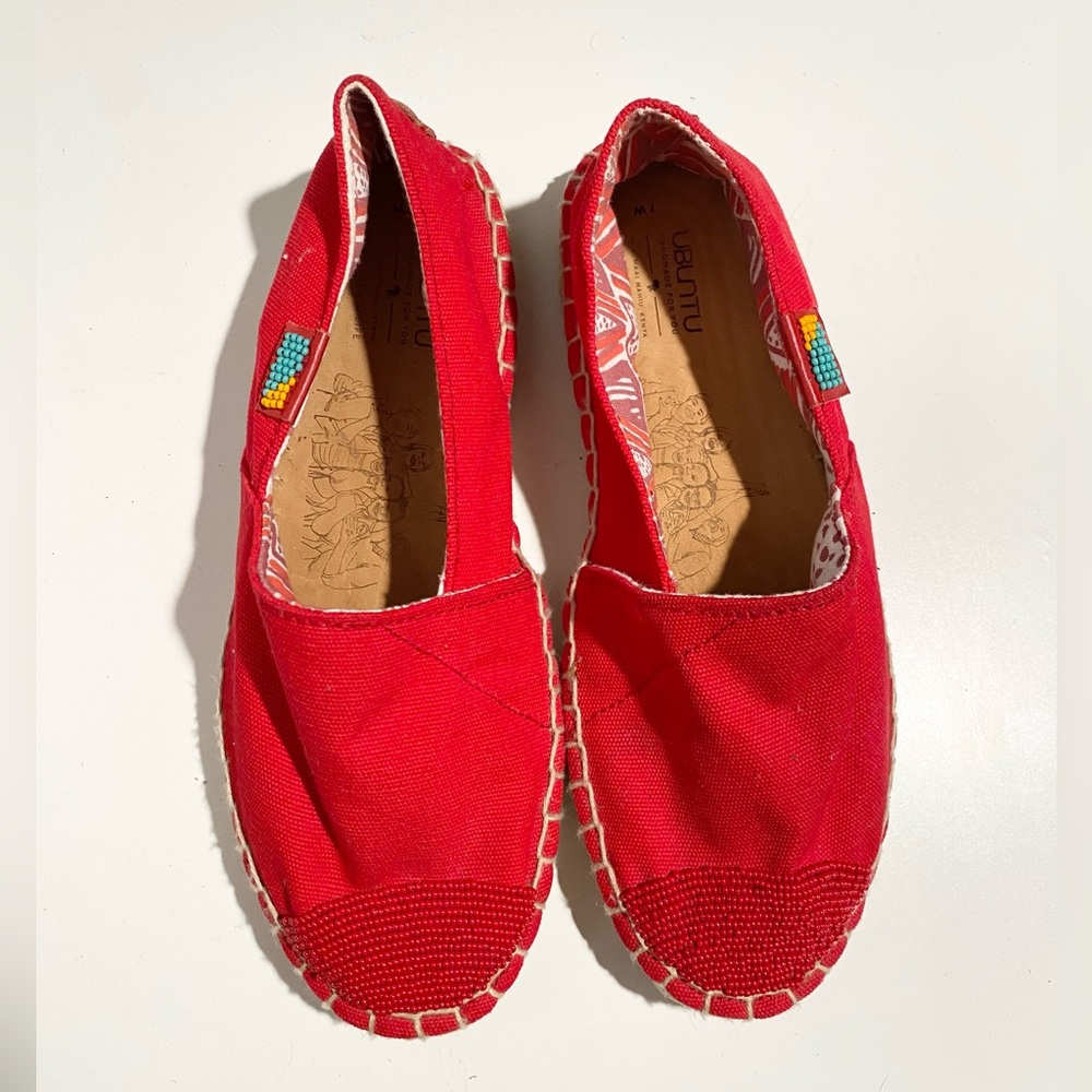 Ubuntu Life‎ Red Handmade Beaded African Espadrille Canvas